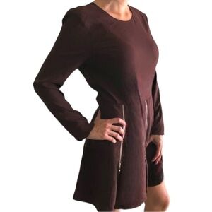 Marciano (Guess) Zipper Fit and Flare Mini Dress in Burgundy